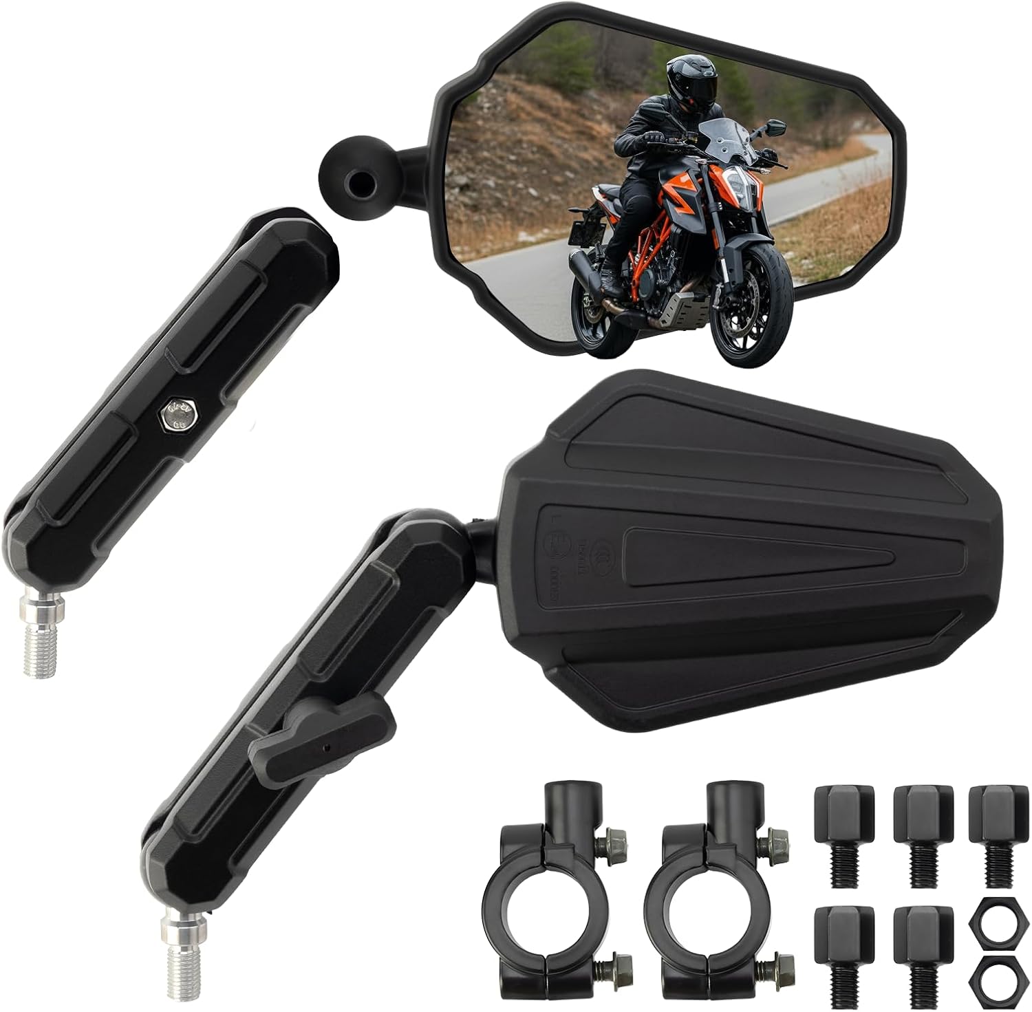 Aluminium Alloy Motorcycle Mirrors — M8 and M10, Pair