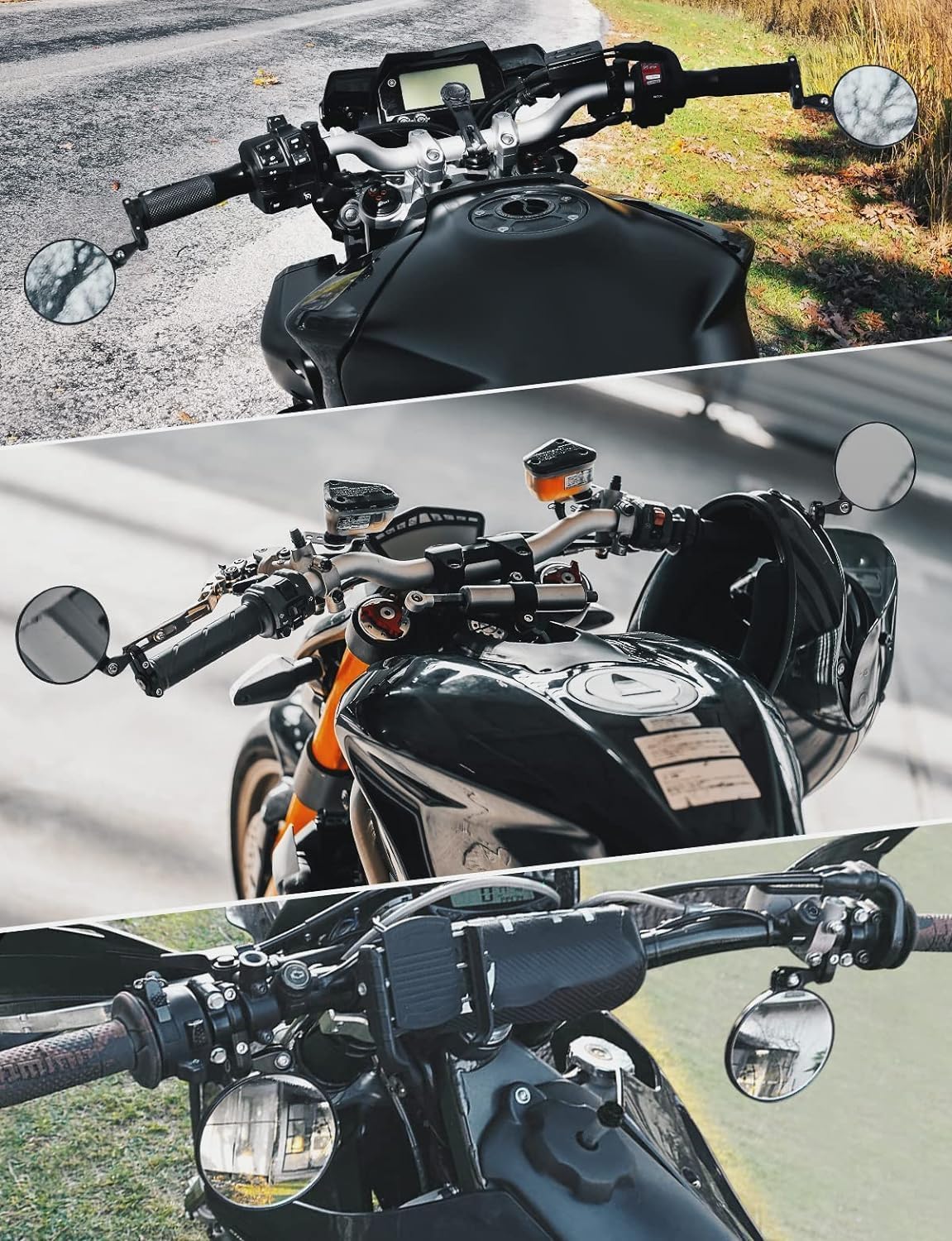 Bar End Rear View Mirror — 360 Degree Rotatable, Universal