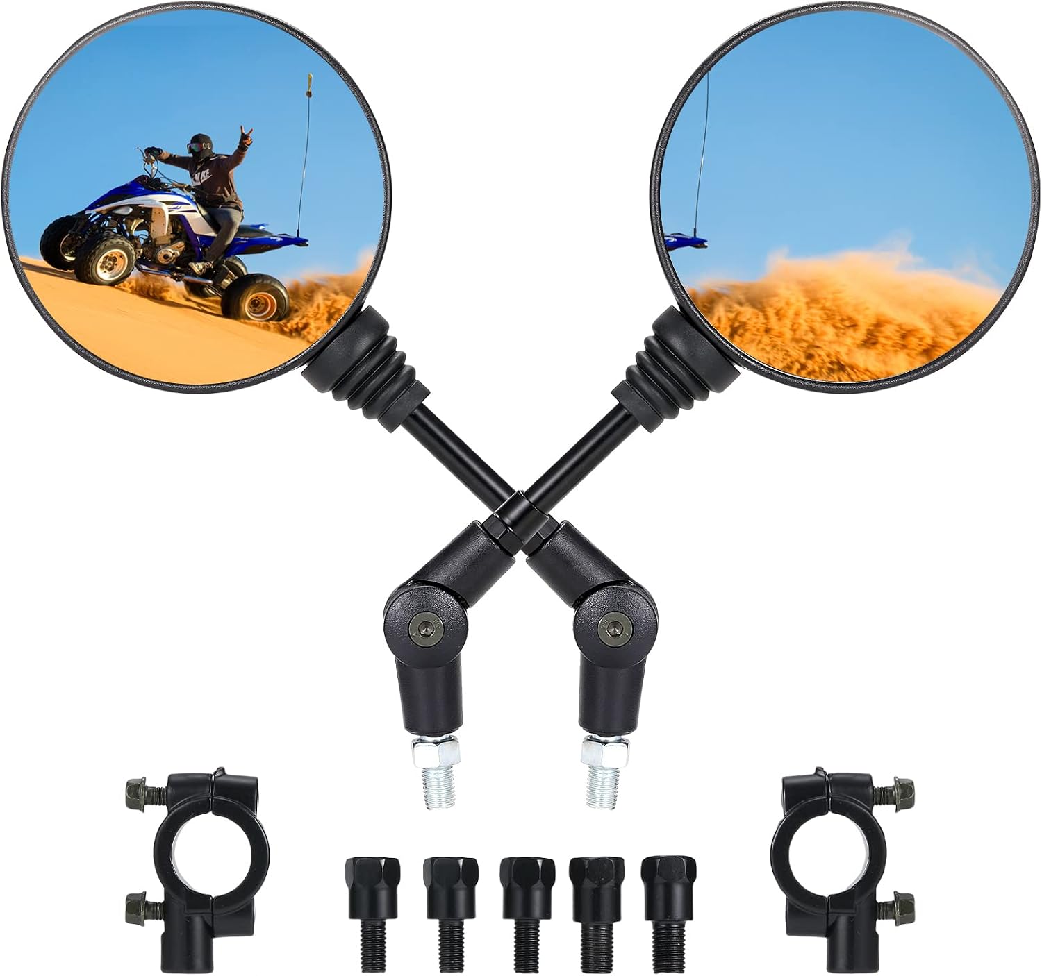 Motorcycle Mirrors with 7/8 Inch Handlebar Mount — Pair