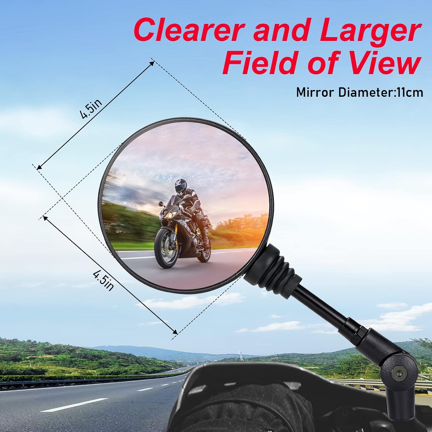 Motorcycle Mirrors with 7/8 Inch Handlebar Mount — Pair