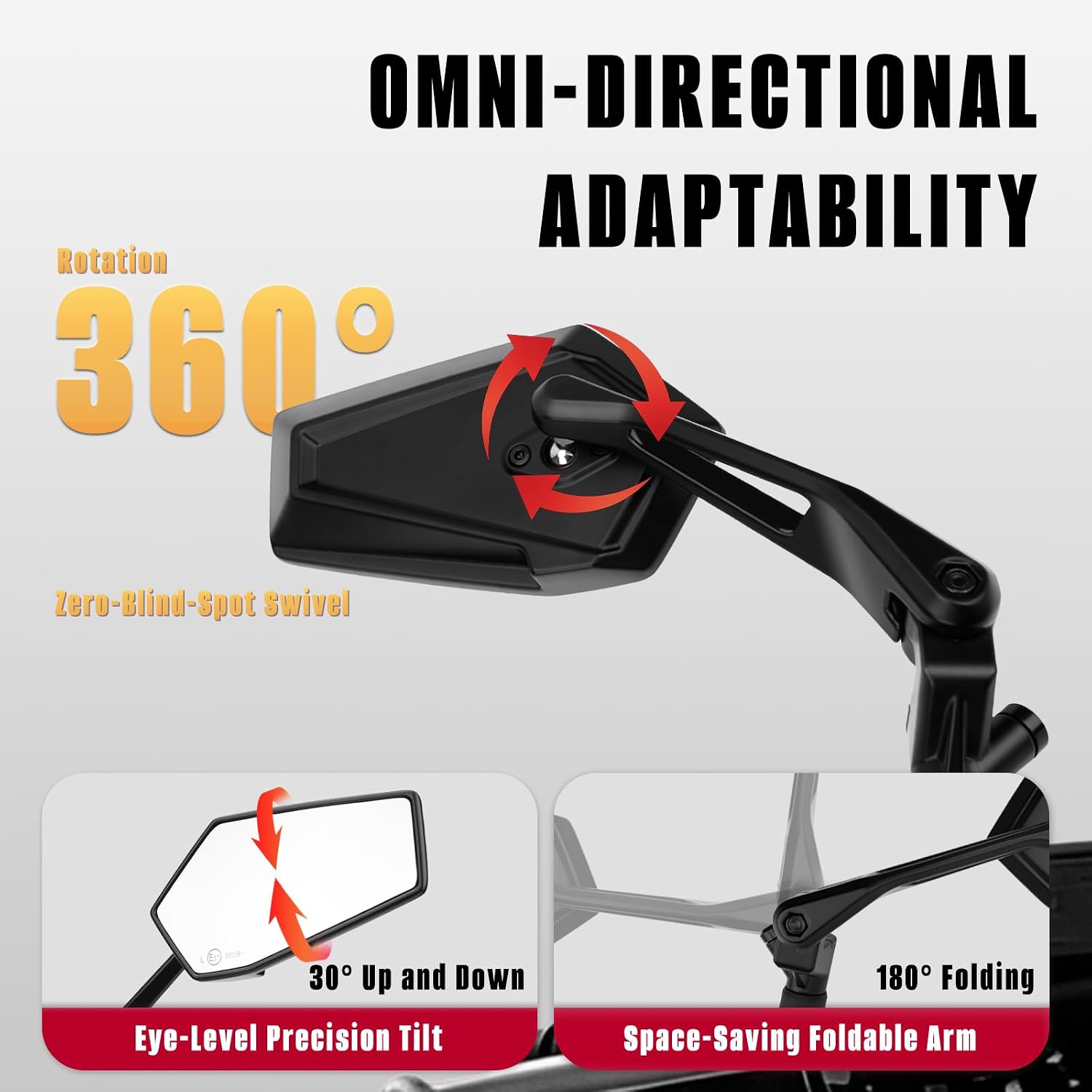 Motorcycle Mirrors with Integrated Phone Mount — Adjustable Pair
