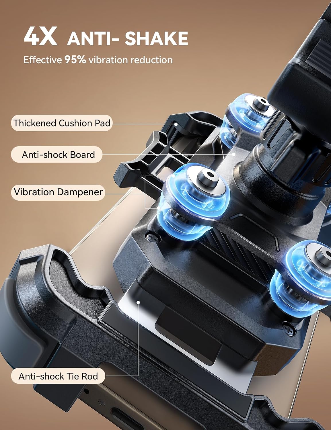 Motorcycle Phone Mount with Dual Vibration Dampeners