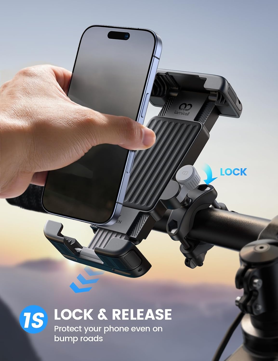 One-Second Lock Bike and Motorcycle Phone Mount